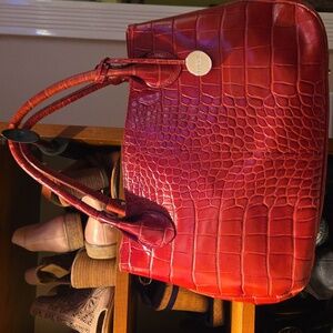Furla Red Crocodile Embossed Bag